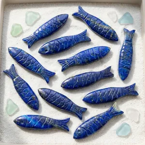 Pierre précieuse naturelle Lapis Lazuli, taille poisson, bleue, 8x25mm, effet lumineux, pierres lâches pour la fabrication de bijoux - Product Image 5