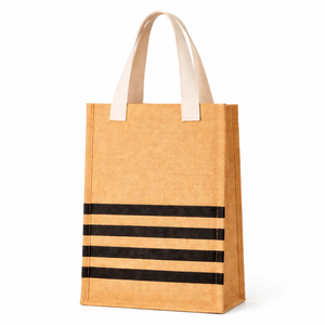 Sac fourre-tout en jute écologique, imprimé rayé, naturel, réutilisable, sac de plage, sac de shopping, petit format, sac cadeau, logo personnalisé - Product Image 1