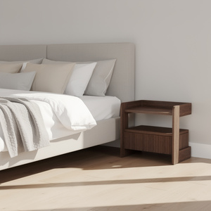 Mesa de Noche Convertible de Diseño Tradicional 100% Madera Sólida para Dormitorio, Apartamento y Sala de Estar, Muebles para el Hogar - Product Image 1