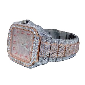 Nouvelle montre de luxe à la mode Moissanite montre carrée pleine glace diamant pour hommes montre-bracelet étanche montres à Quartz - Product Image 3