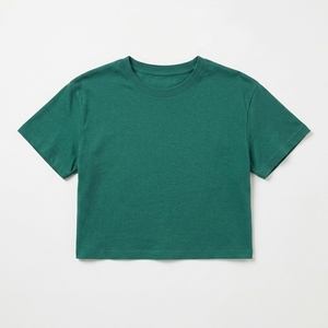 เสื้อครอปท็อปผู้หญิงขายส่ง สไตล์ลำลอง รับทำโลโก้ เสื้อยืดครอปผ้าฝ้ายสำหรับผู้หญิง เสื้อครอปท็อปพร้อมโลโก้ - Product Image 4