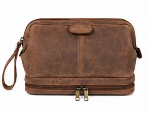 Sac de voyage vintage en cuir véritable avec compartiment à chaussures, fonction de suspension, grande capacité, poignée souple, écologique, pour cosmétiques - Product Image 1