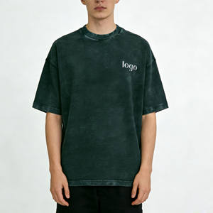 T-shirt court pour homme, surdimensionné, personnalisé, de haute qualité, en polyester/coton, décontracté, respirant, grande taille, effet délavé, imprimé, épais - Product Image 2