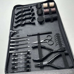 High Quality Micro-Link Hair Extension Kit Surgical Grade Stainless Steel Long Clips <b>Threads</b> <b>Beads</b> Loop Black Coated Hair Pliers - Product Image 2