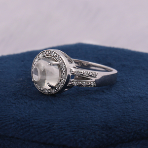 Bague de fiançailles personnalisée en or blanc 14 carats avec diamant de 2 carats taille cabochon et halo, bijoux fins avec diamant de laboratoire - Product Image 3