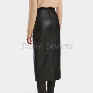 Minifalda Plisada de Cuero Sintético Informal para Uso Diario, Falda de Media Pierna con Peplum de Chifón Transpirable |    Las Mejores Faldas de Cuero para Mujer, Personalizadas - Product Image 2