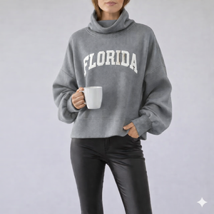 Sweat-shirt décontracté pour femme, col montant, coupe ample, doux, pour l'hiver - Product Image 1