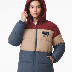 Manteau d'hiver imperméable à capuche pour femme, en toile matelassée, coupe-vent, fermeture éclair intégrale, chaud, pour l'extérieur, coupe classique, vente en gros - Product Image 3