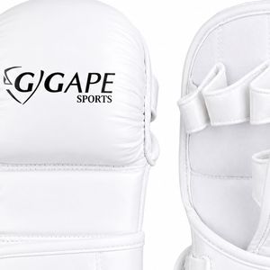 Custom MMA Sparring <b>Gloves</b> PU Leather Open Palm Training Kick Boxing Daily Use Martial Arts Grappling Equipment Pure White Shock - Product Image 6
