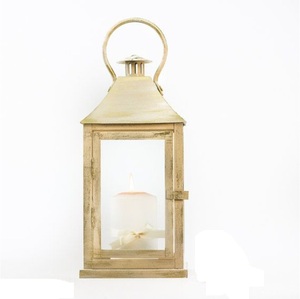 <b>Gold</b> Finished Metal & Glass Candle <b>Lantern</b> with Fancy Design for Christmas Decor Home & Wedding Tabletop Hanging <b>Lantern</b> - Product Image 1