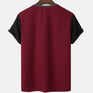 T-shirt pour homme noir, gris et bordeaux, 100% coton, décontracté, manches courtes, col rond, pour un usage quotidien, respirant, logo personnalisé imprimé - Product Image 2