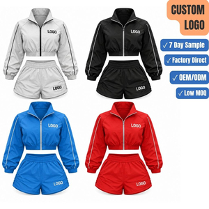Custom <b>Women</b> Polyester Nylon Jacket and <b>Shorts</b> <b>Set</b> Lightweight 2 Piece Sportswear Tracksuit Manufacturer - Product Image 1