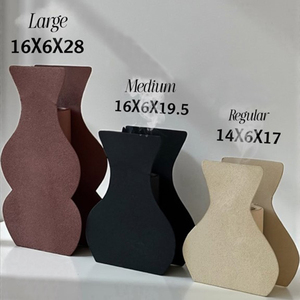 Juego de 3 jarrones de metal con diseño de flor, acabado con recubrimiento en polvo, diseño plano minimalista, hechos a mano para decoración de mesa. - Product Image 5