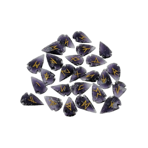 Juego de Runas Talladas en Cristal de Amatista Natural, Runas de Adivinación, Sanación Espiritual y Meditación - Product Image 1