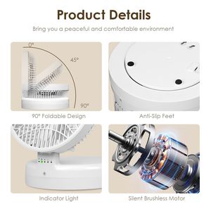 Quiet 90-Degree Foldable <b>Table</b> Fan 4 Wind Speeds Type-C Rechargeable <b>Wall</b>-<b>Mounted</b> Portable Desktop Fan Wearable Design - Product Image 6