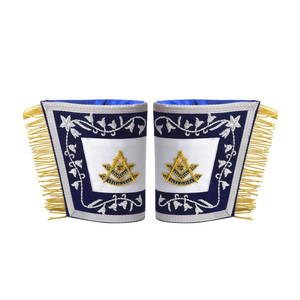 Manchettes Maçonniques Premium Blue Lodge – Franges Dorées de Maître Ancien Cérémonial, Régalia Maçonnique Personnalisée - Product Image 1