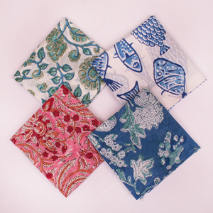 Pañuelos de Algodón Estampados de Lujo con Diseño Floral Vintage y de Peces, Ecológicos, de Alta Calidad, Regalo para Adultos, Cubre Rostro para Damas - Product Image 1