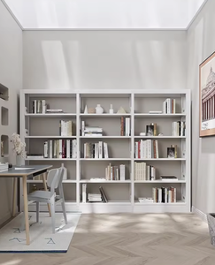 Étagère à livres double face en métal à 4 niveaux, style bois MDF, sur pieds, pour bibliothèque domestique, OEM/ODM Vietnam - Product Image 3