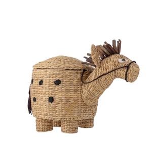 Cute Donkey Water Hyacinth Storage <b>Basket</b> <b>with</b> <b>Lid</b> Woven Animal Shaped Toy Organizer Bin for Kids Room Decor - Product Image 1
