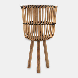 Handcrafted Flower <b>Plant</b> Holder with Wood Stand Leg Outdoor Party Decorations Sustainable Bamboo Planter Stands - Product Image 1