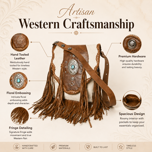 Western Cowhide Fringe Crossbody Bag Genuine Leather Western Boho Shoulder Purse Vintage Cowgirl Sling <b>Handbag</b> Women Single - Product Image 4