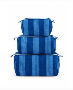 Block Printed Quilted Eco-Friendly Durable Cotton <b>Cosmetic</b> Bags with Geometric Pattern Handmade Travel <b>Organizer</b> Pouch Set - Product Image 4