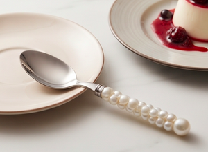 Elegante juego de cubiertos con mango de perla, acabado plateado, apto para lavavajillas, ideal para bodas y uso doméstico. - Product Image 4