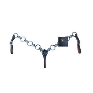Collar de pecho para caballo de cuero marrón estilo Western ASHMIRA EQUESTRIAN con cabezada de una oreja, conchos de anillo azul antiguo, hecho a mano, cómodo - Product Image 3