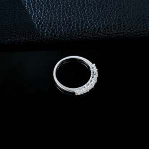 Classic Seven-Stone Moissanite Wedding Band 925 Sterling <b>Silver</b> <b>Stacking</b> Eternity <b>Ring</b> - Product Image 2