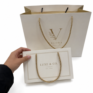 Luxury Coated Paper Shopping <b>Bag</b> with Twisted Rope Handle Recycled Materials Screen Printed <b>Craft</b> Design - Product Image 2