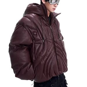 เสื้อแจ็คเก็ตบับเบิ้ลซิปสไตล์ฮิปฮอป Y2K สำหรับผู้ชาย ออกแบบเองได้ แฟชั่นสตรีทแวร์ฤดูหนาว คอตั้ง สีดำ เย็บแบบสั่งทำพิเศษ - Product Image 6