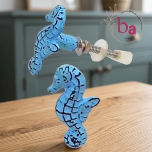 Cast Iron Blue Sea Horse Furniture Knob Modern Design Novelty Shape Cabinet Drawer Handle <b>Wardrobe</b> Bathroom Hotel School - Product Image 1