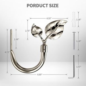 Fermacurtain in Metallo a Forma di Foglia Fatti a Mano, 2 Pezzi, Ganci per Tende da Parete, Accessori Durevoli per Finestre - Product Image 5