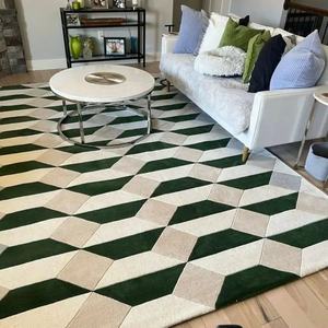 พรมขนสัตว์100% แบบห่วงที่ทันสมัยเป็นมิตรกับสิ่งแวดล้อมปรับแต่งได้พรมปูพื้นสำหรับห้องนั่งเล่นและวิลล่าตกแต่งบ้าน - Product Image 1