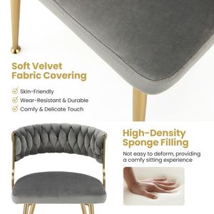 Chaises de salle à manger rembourrées avec pieds en métal doré pour le salon - Product Image 5