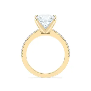 Anillo de compromiso con piedra lateral Lizzia de diamante talla princesa de dos quilates, joyería elegante y clásica para mujer, artesanía fina atemporal - Product Image 6