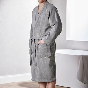 Peignoir Classique de Qualité pour Homme en Tissu Éponge Hiver, Coton Doux, Manches Longues, Poches, Respirant, Confort Décontracté, Usage Quotidien à la Maison - Product Image 4