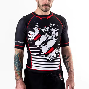 Rashguard à manches courtes respirant anti-UV imprimé sur mesure pour hommes MMA BJJ Service OEM - Product Image 3