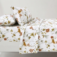 Parure de lit et 2 taies d'oreiller en coton 100% imprimé floral classique, 150 fils/cm², qualité A, toutes saisons