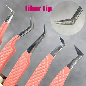 Fiber Tip Custom Logo Stainless Steel Lash Tweezers Thin Straight Volume Skinny <b>Boot</b> Tweezers for Lash Extension - Product Image 2