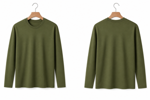 เสื้อยืดแขนยาวผู้ชาย ผ้าฝ้าย 100% 180 GSM พรีเมียม คอกลม ทรงปกติ สวมใส่สบาย ระบายอากาศได้ดี ทนทาน ผ้าถักเนื้อนุ่ม - Product Image 2