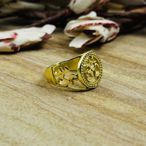 Trendy Design Om Boho Brass Wedding Jewelry Women 18k Gold Plated Religious Spiritual Yoga <b>Statement</b> <b>Ring</b> Wholesale/OEM/ODM - Product Image 4