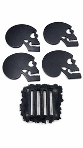 Posavasos de Metal Negro con Diseño de Calavera Premium, Adecuados para Decoración de Cafeterías, Protección de Mesas y Estilo Gótico, de la India - Product Image 5