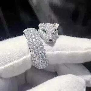 Anillos de pantera con incrustaciones de corte redondo, de plata de ley bañada en rodio, estilo Hip Hop, para compromiso, aniversario, uso diario, unisex, boda, amigos - Product Image 5