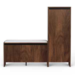 Meuble à chaussures en bois Mavis au design moderne avec assise rembourrée, armoire de rangement haute pour pantoufles et chaussures, idéal pour le salon - Product Image 3