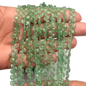 AAA+ Quartz 5mm-7mm Faceted Heart Briolette Beads Natural Green Strawberry Quartz Semi Precious Gemstone Loose Beads For Jewelry - Product Image 4