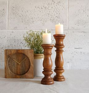 Porte-bougie en bois esthétique fait main, objet décoratif rustique pour la maison moderne et la décoration de mariage - Product Image 1