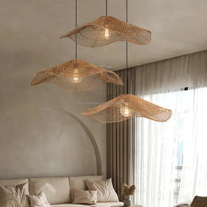 Trendy Eco-friendly Decorative Wholesale <b>Rattan</b> Pendant Lights Handmade Bamboo Seagrass Lampshade European Minimalist Hotel - Product Image 4