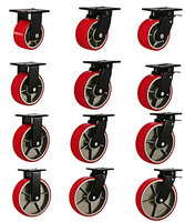 Roda Caster Ekstra Kuat 4/5/6/8/10/12 inci, Roda PU Inti Besi, Rumah Roda Berlapis Seng/ Cat Bubuk/ Cat Panggang, Putar & Tetap dengan Rem