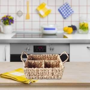 Best Sale 2026 Vietnam <b>Wicker</b> Storage <b>Basket</b> Natural Water Hyacinth Rectangular Serving Tray <b>Handle</b> Home Decorative Serving Tray - Product Image 4